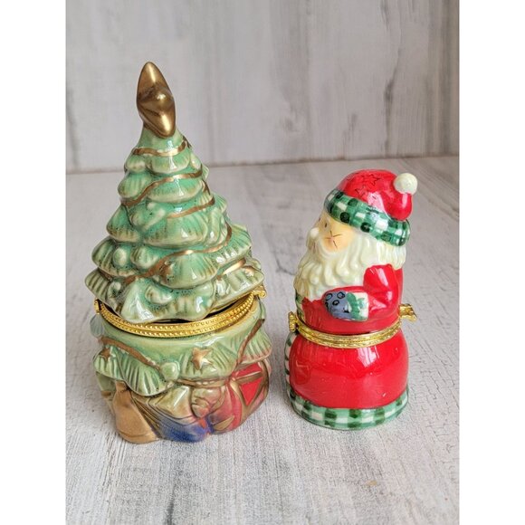 Santa claus tree trinket box set xmas home decor mini - Picture 2 of 5